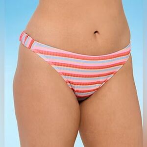 Decree Womens Textured Striped Low-Rise Bikini Swimsuit Bottom Juniors